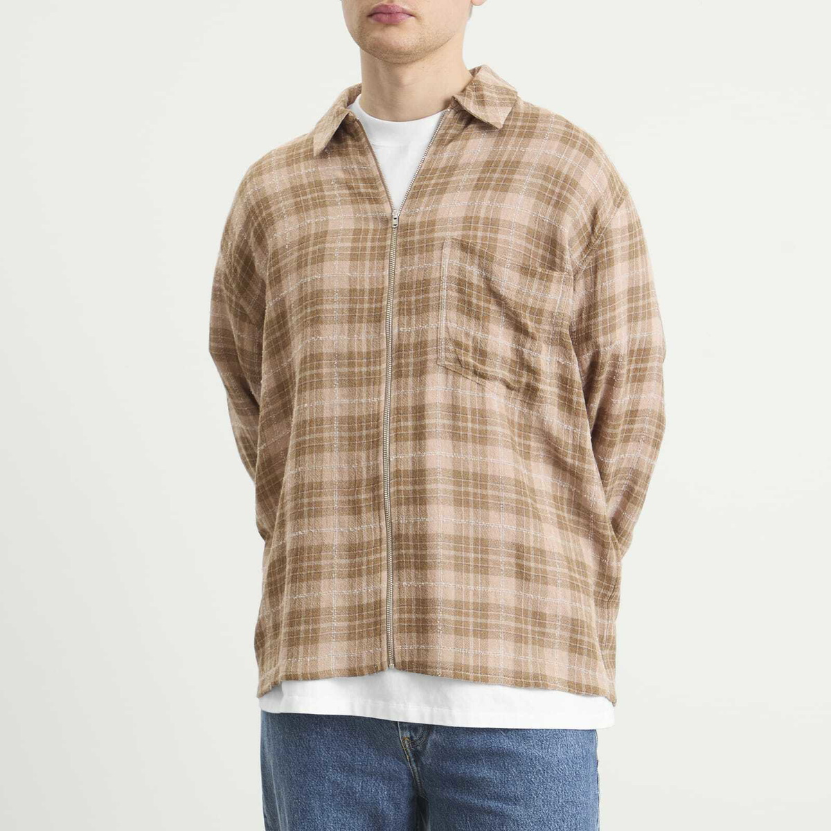 Won Hundred Men's Zayne Zip Overshirt in Ginger Snap