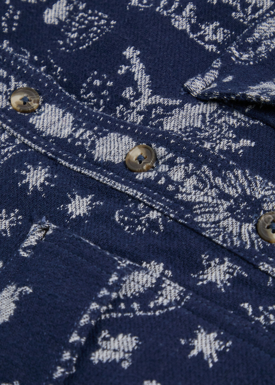 Free People Bandana-jacquard Cotton Overshirt Indigo