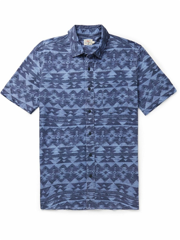 Photo: Faherty - Doug Good Feather Printed Organic Cotton-Jersey Shirt - Blue