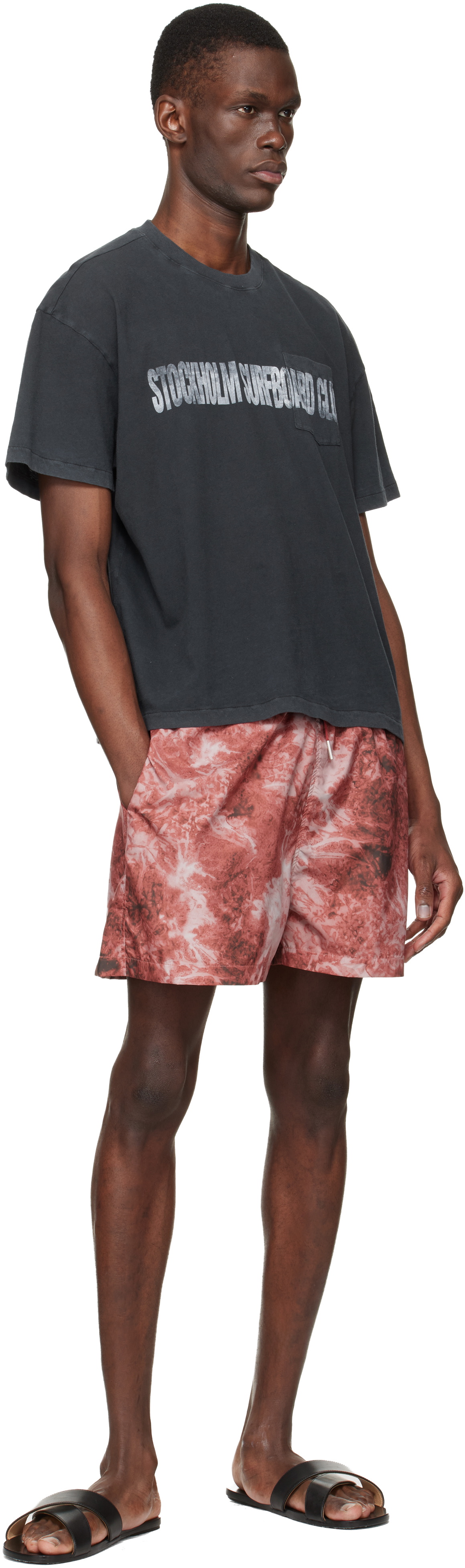 Stockholm (Surfboard) Club Red Embroidered-Logo Swim Shorts
