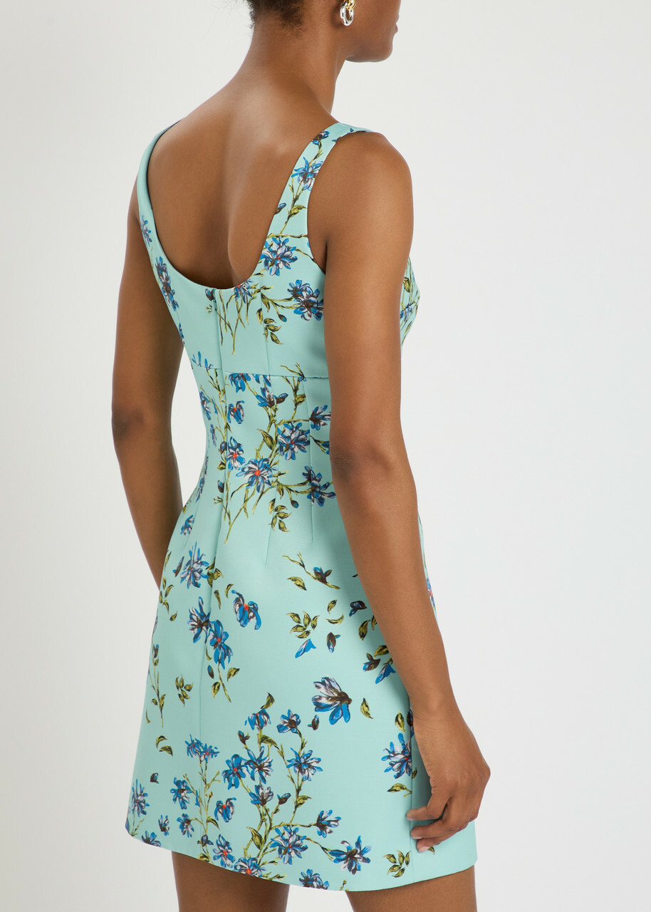 Emilia Wickstead Einna Floral-print Faille Mini Dress Blue