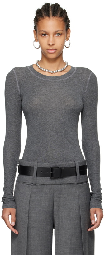 Photo: Fax Copy Express Gray 'The Round Neck' Long Sleeve T-Shirt