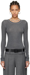 Fax Copy Express Gray 'The Round Neck' Long Sleeve T-Shirt