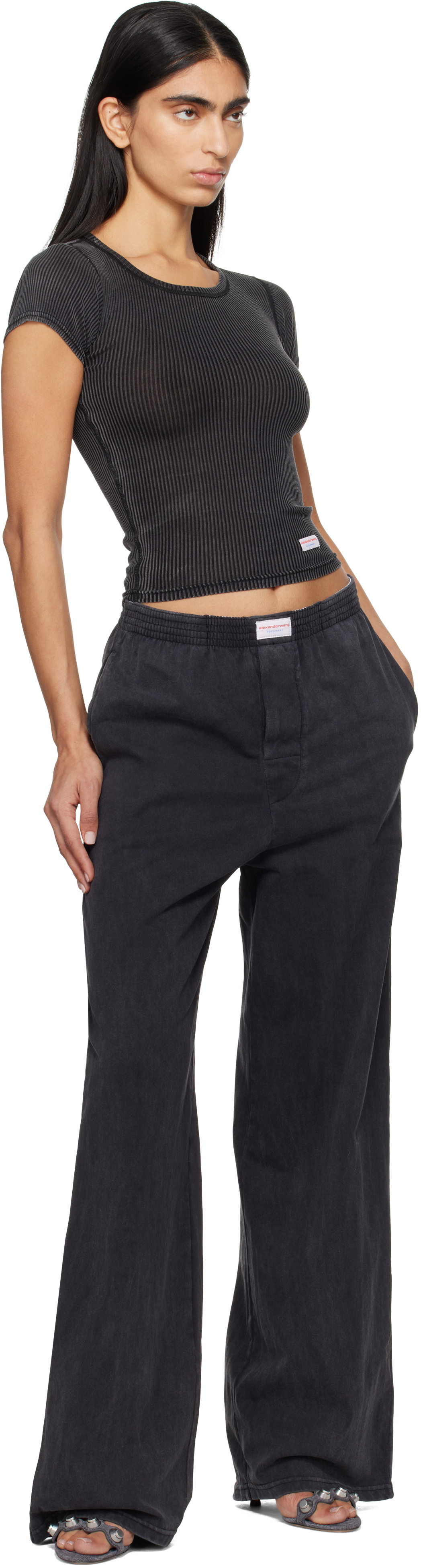 Alexander Wang Black Wide-Leg Lounge Pants