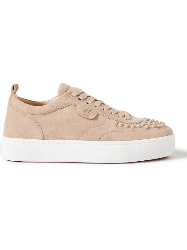 Photo: CHRISTIAN LOUBOUTIN - Happyrui Spiked Suede Sneakers - Neutrals
