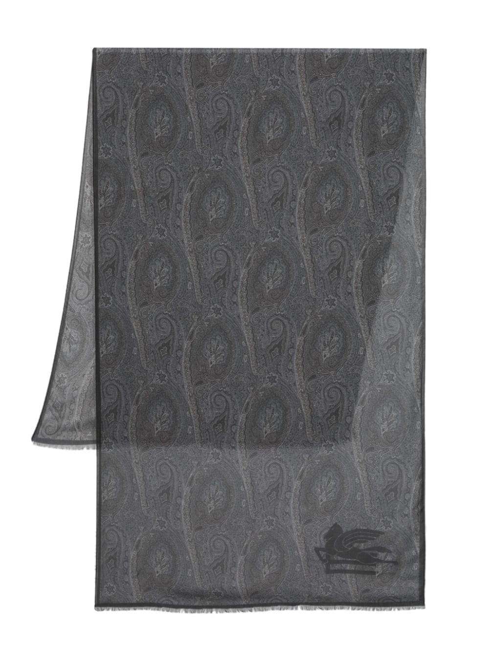 ETRO floral-print frayed scarf - Black