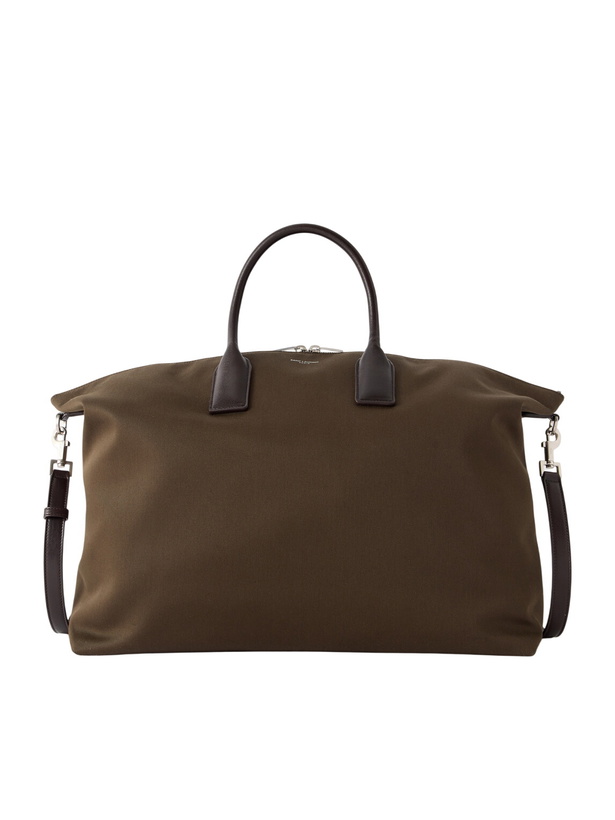 Photo: SAINT LAURENT - Bowling Leather-Trimmed Cotton-Canvas Weekend Bag