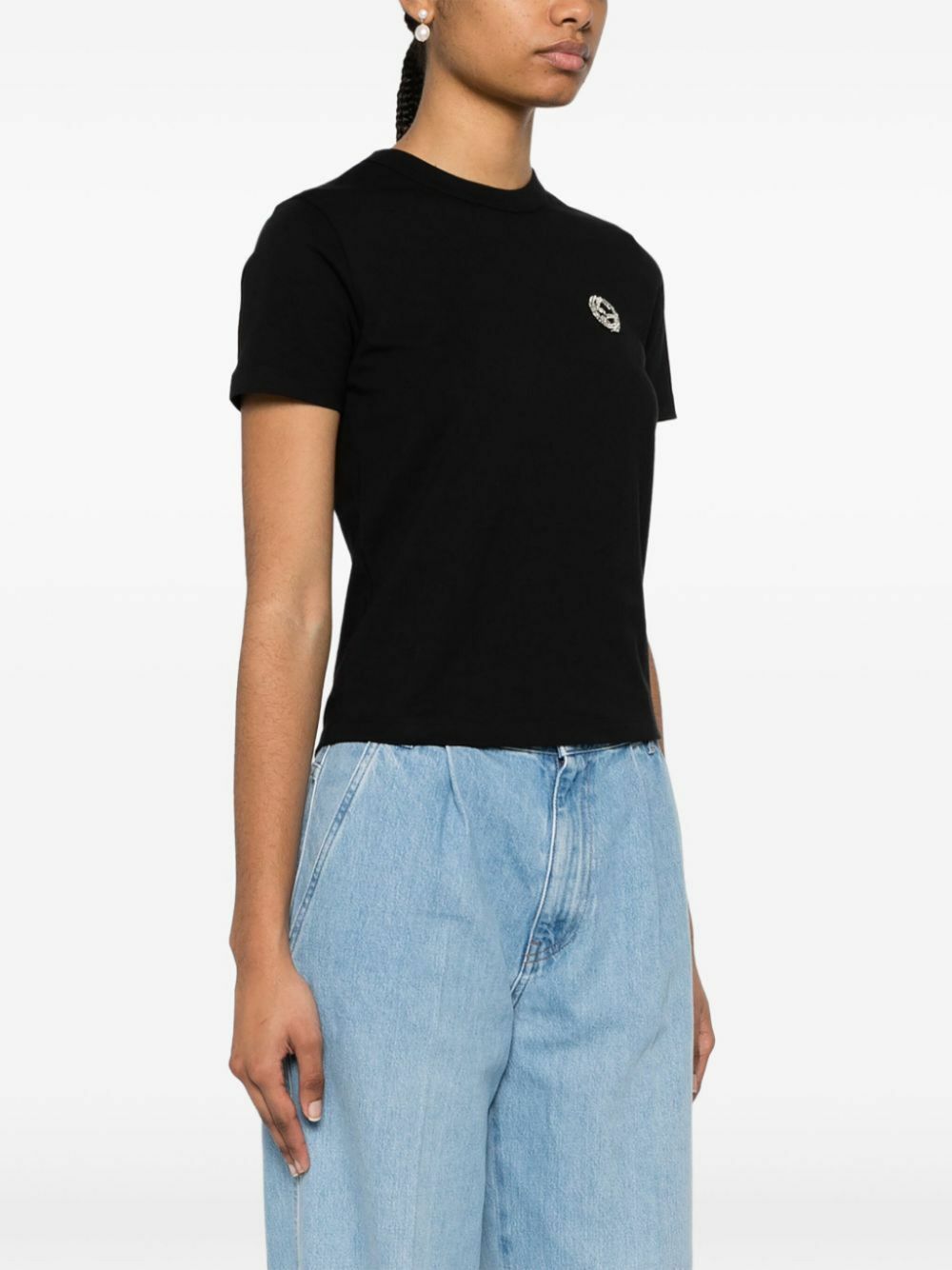 【GUCCI】BIG SALE★CRYSTAL G LOGO クロップド Tシャツ Gucci | Cropped T-Shirt With Crystal G Logo Womens | Cropped