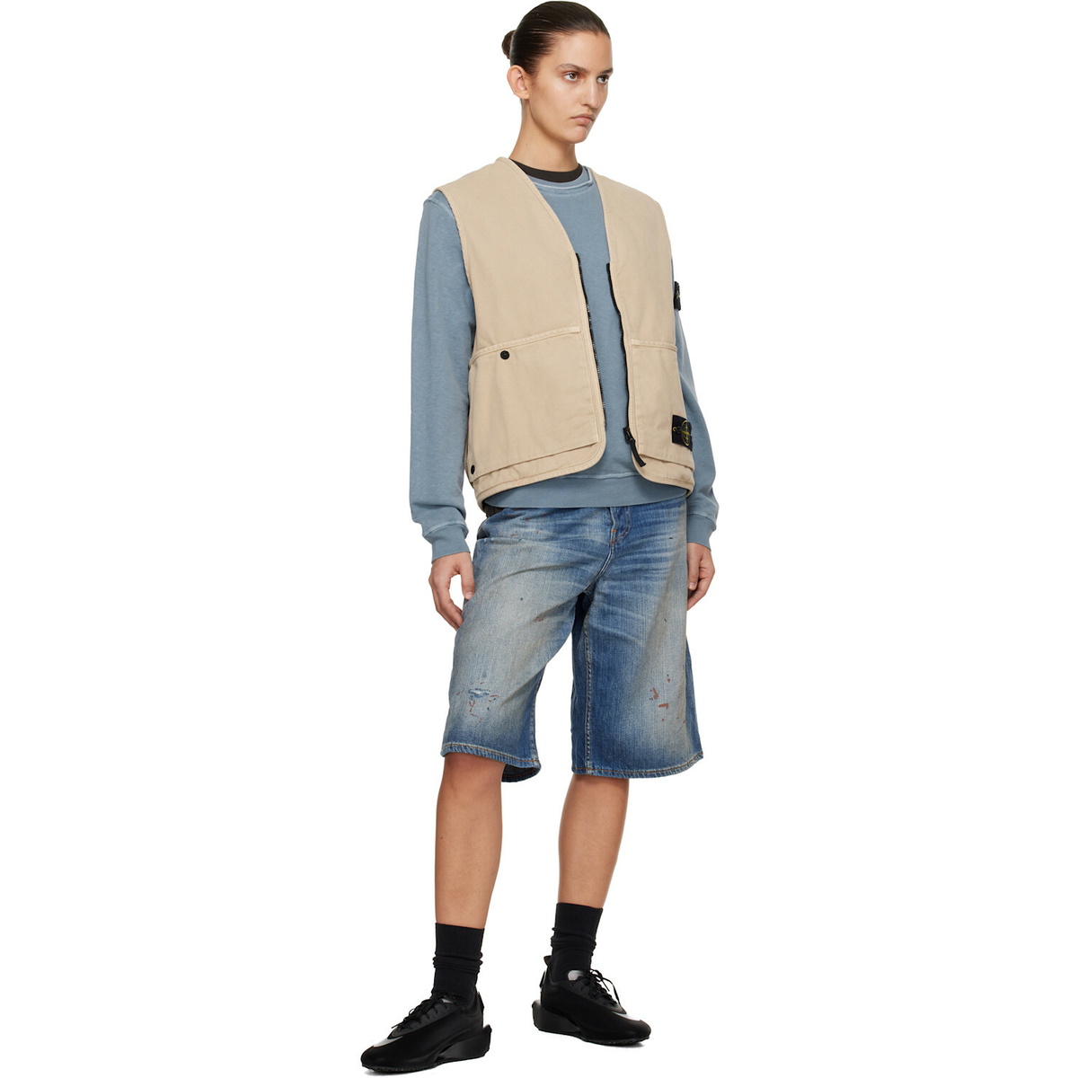 Stone Island Beige 6100007 Organic Panama Cotton 'Old' Effect Vest