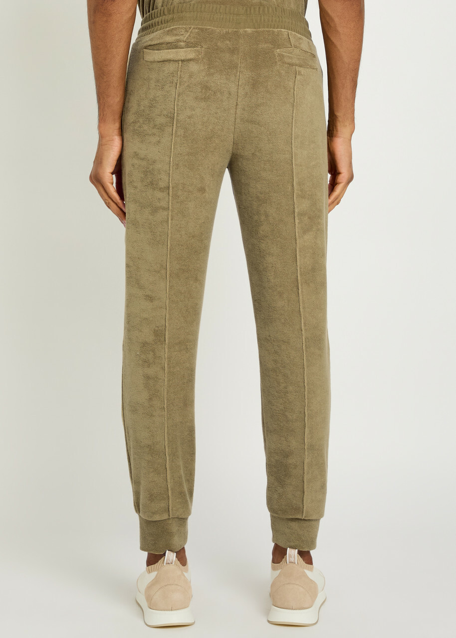 Aurélien Pintuck Tapered-leg Terry Sweatpants Khaki