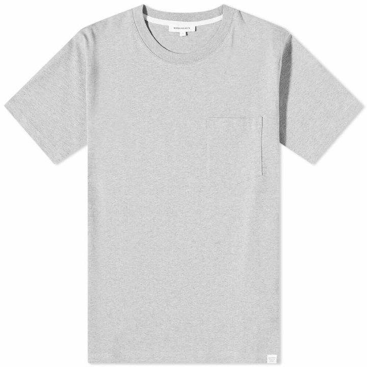 Photo: Norse Projects Men's Johannes Standard Pocket T-Shirt in Light Grey Melange