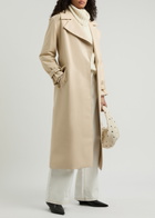 Alice + Olivia Sullivan Belted Faux Leather Trench Coat Cream