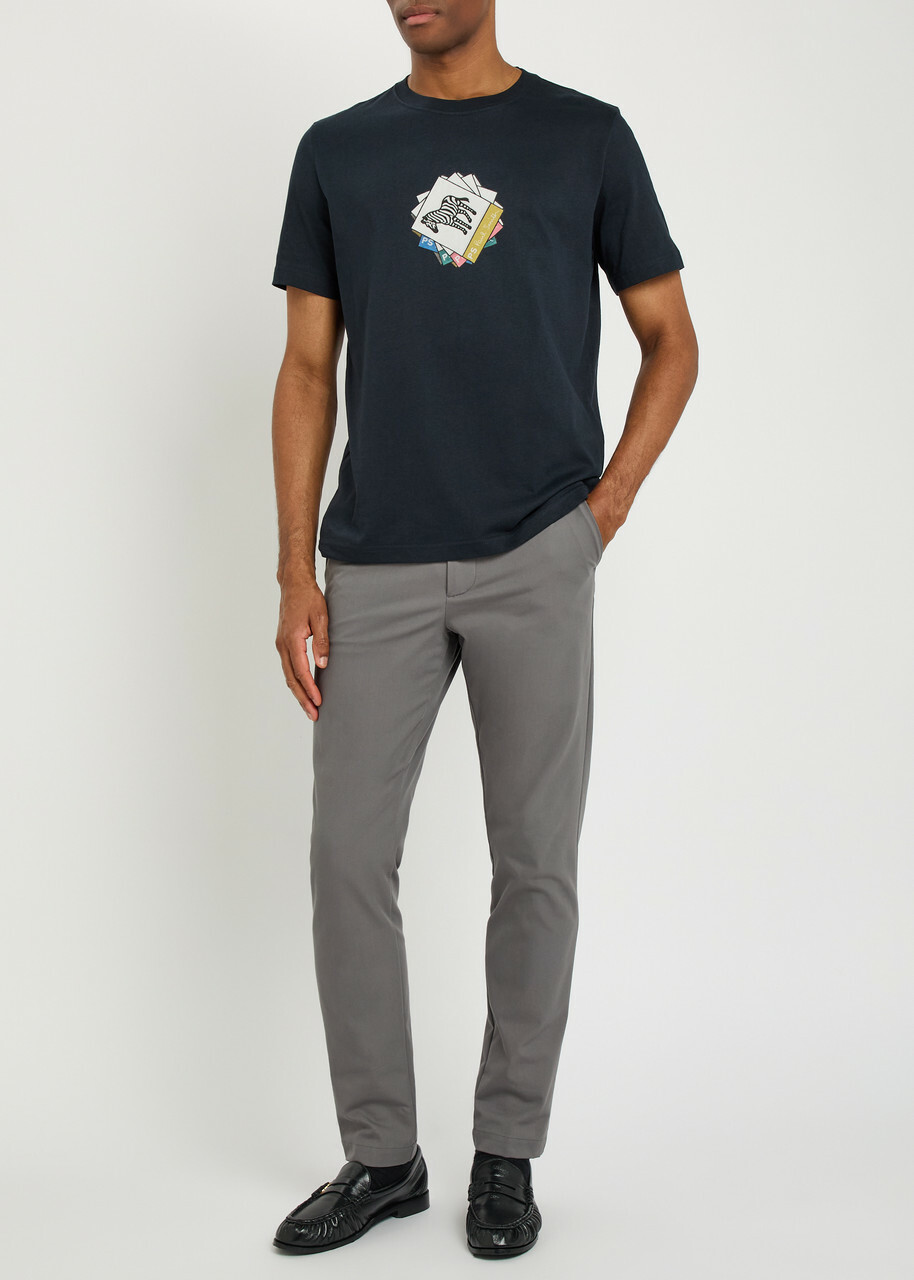 PS Paul Smith Zebra Printed Cotton T-shirt Navy