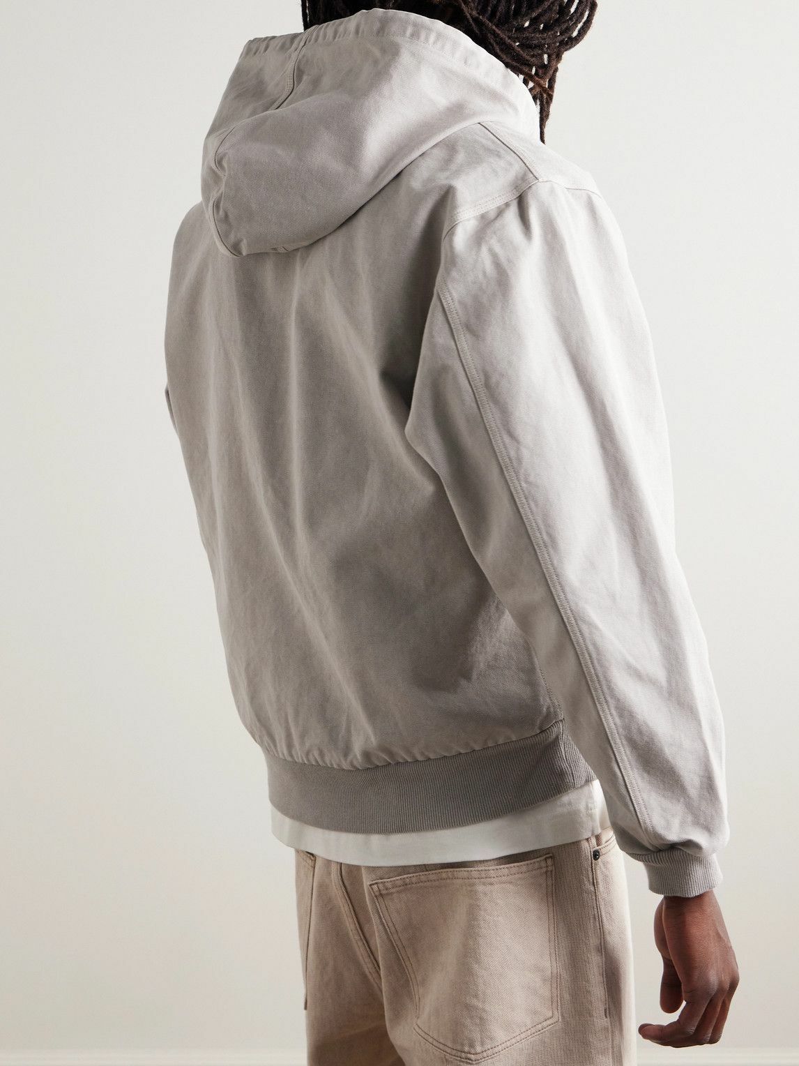 NKNIT logo embroidery ZIP hoodie CHARCOAL-GRAY