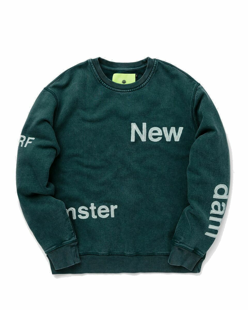 Photo: New Amsterdam Washed Name Sweat Green - Mens - Sweatshirts