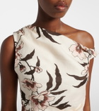 SIR Floral asymmetric linen top