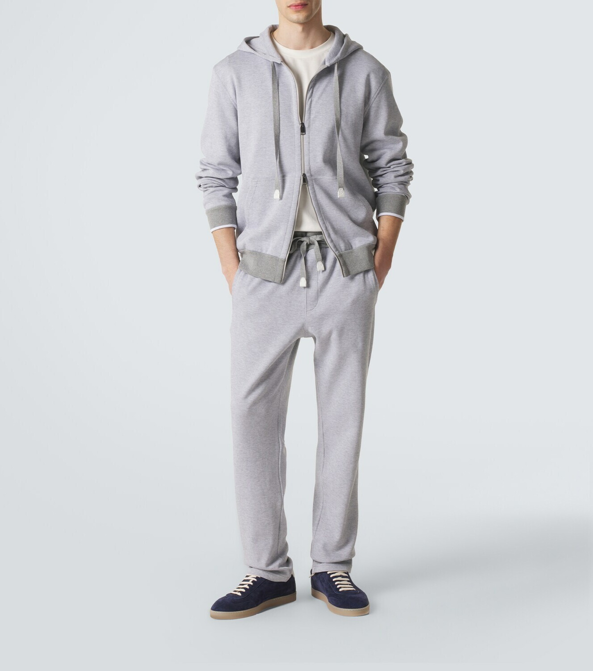 Brioni Cotton-blend zip-up hoodie
