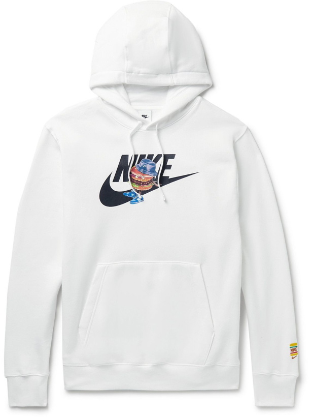 Photo: Nike - Sportswear Logo-Print Cotton-Blend Jersey Hoodie - White