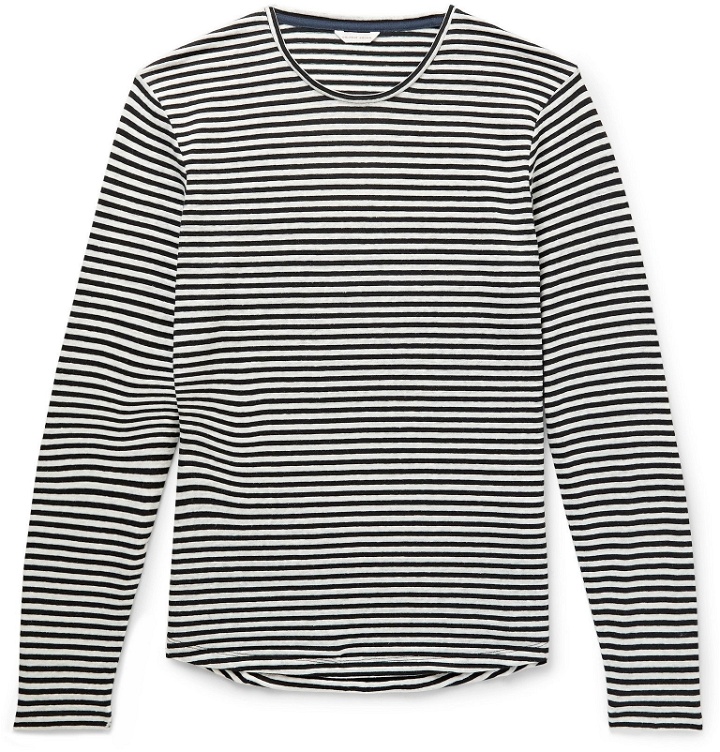 Photo: Orlebar Brown - Ob-T Striped Cotton and Linen-Blend T-Shirt - Blue