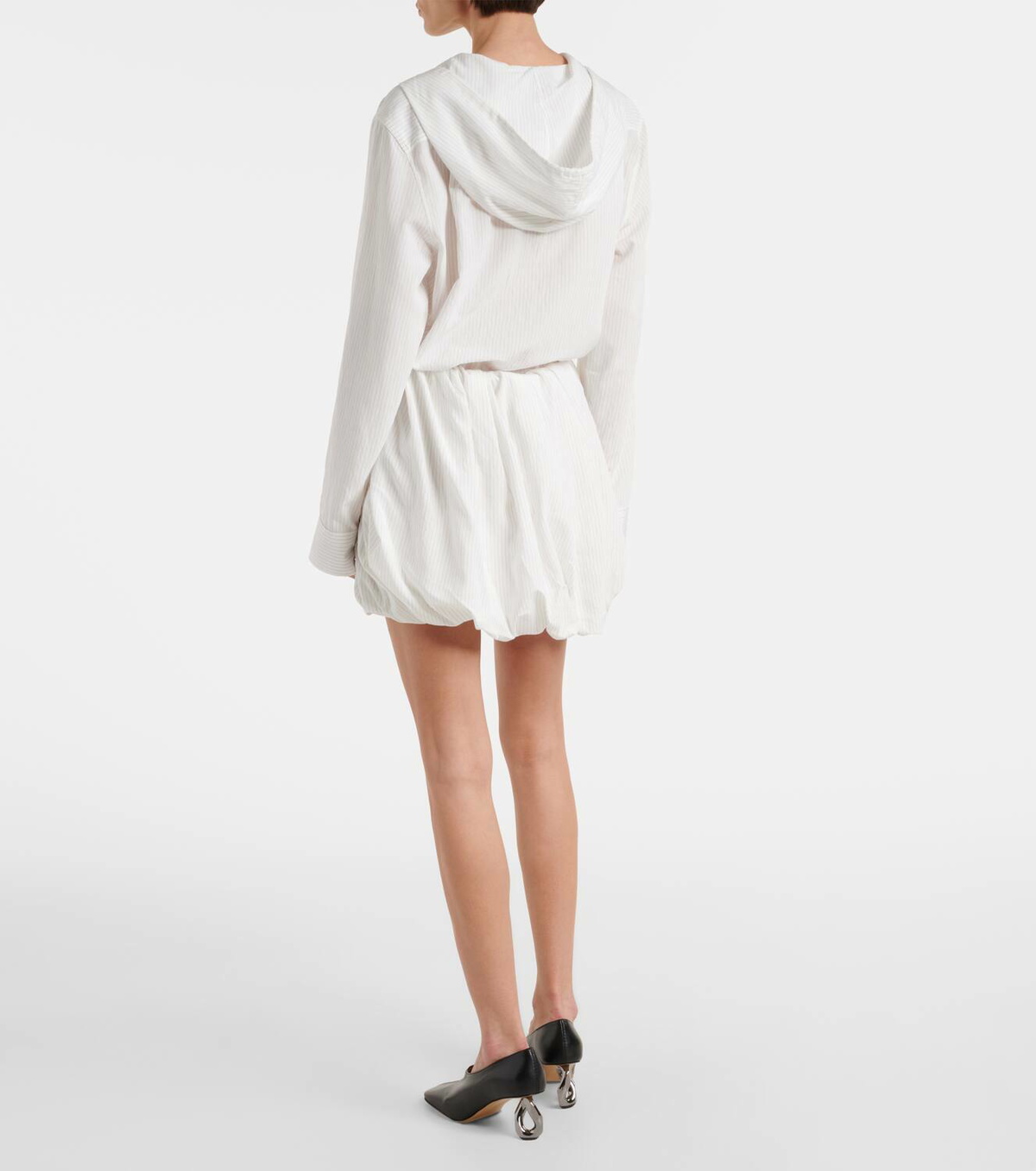 JW Anderson Gathered pinstripe balloon miniskirt