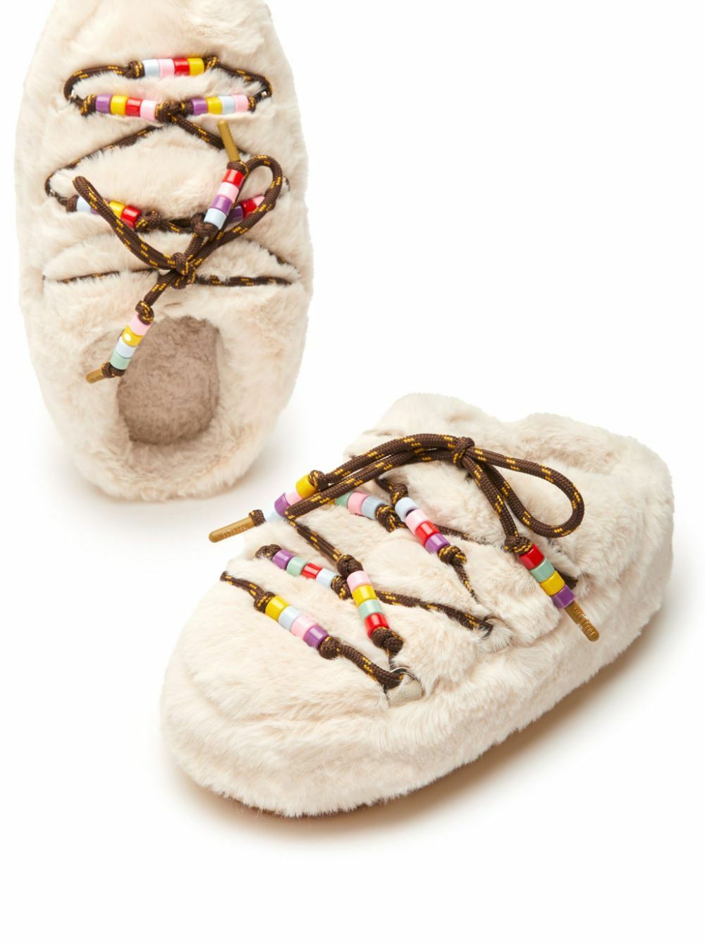 Moon Boot Faux-Fur Beaded Mules