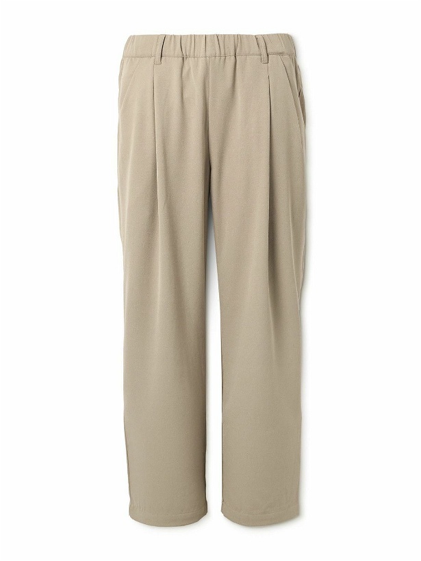 Photo: DIME - Straight-Leg Pleated Logo-Embroidered Twill Trousers - Neutrals