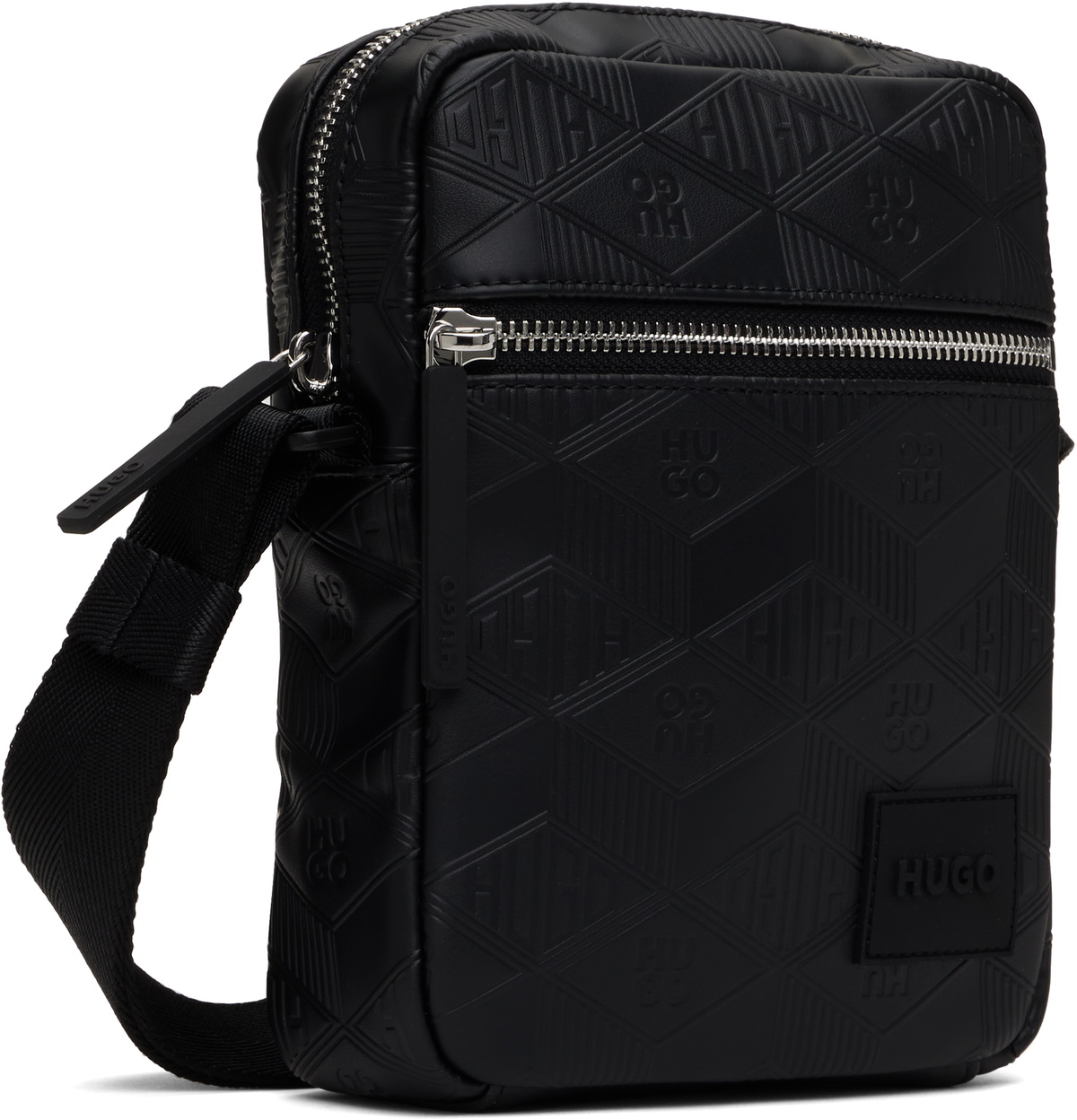 Hugo Black Embossed Logo Messenger Bag