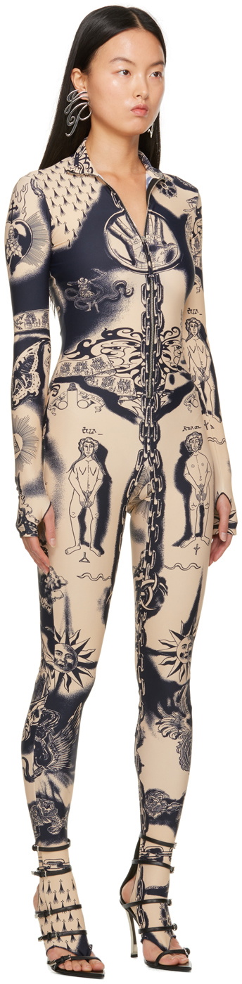Jean Paul Gaultier Beige Graphic Jumpsuit Jean Paul Gaultier