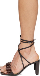 LEMAIRE Brown Beads Cross 80MM Heeled Sandals