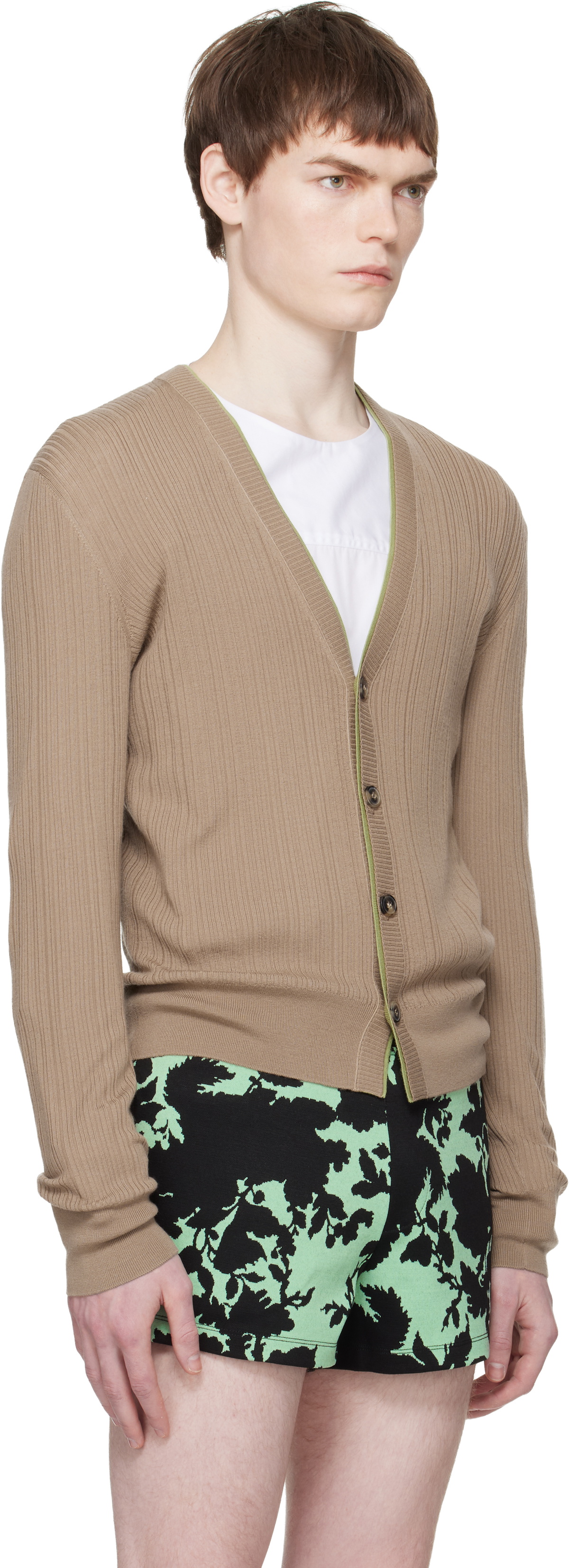 Dries Van Noten Beige Merino Wool Cardigan