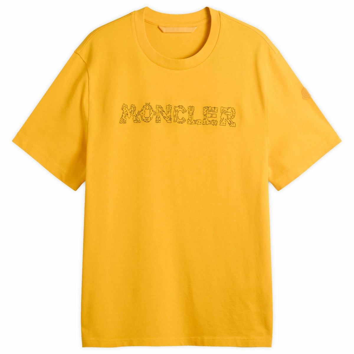 Moncler Men's Sketch Logo T-Shirt in Yellow Moncler