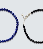 Mateo Set of 2 14kt gold beaded bracelets with lapis lazuli and onyx
