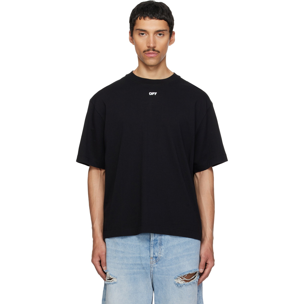 Off-White Black Rubbed Paint Arrow Skate T-shirt