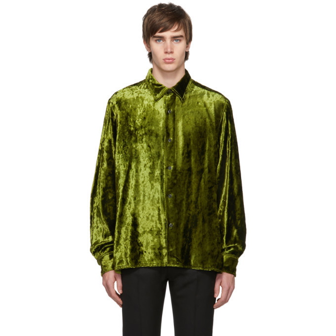 Photo: AMI Alexandre Mattiussi Green Crushed Velvet Long Shirt