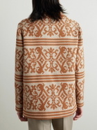 Valentino Garavani - Shawl-Collar Cotton and Linen-Blend Jacquard Cardigan - Brown
