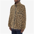 Wacko Maria Men's Leopard Boa Fleece Jacket in Beige