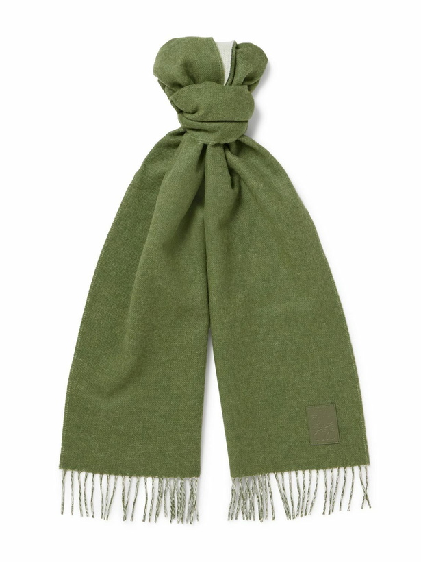 Photo: LOEWE - Logo-Appliquéd Fringed Wool and Cashmere-Blend Scarf