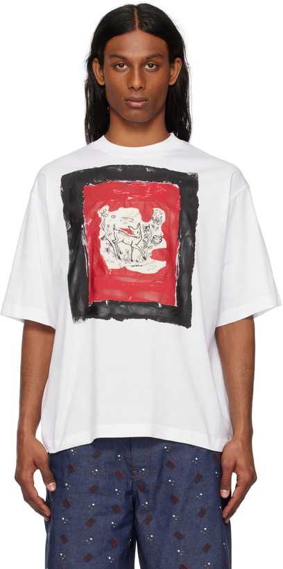Photo: Marni White Fawn Print Cotton T-shirt
