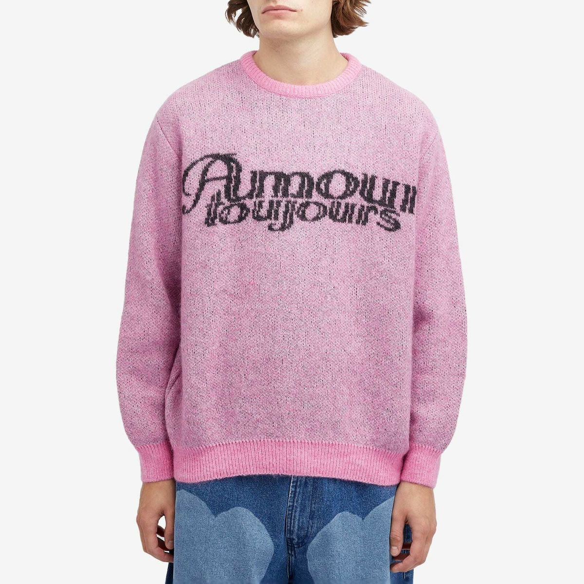 Carne Bollente Men's Mon Amour Toujours Crew Knit in Pink