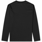 Wood Wood Men's Long Sleeve Mel Striped T-Shirt in Black/Grey Stripes