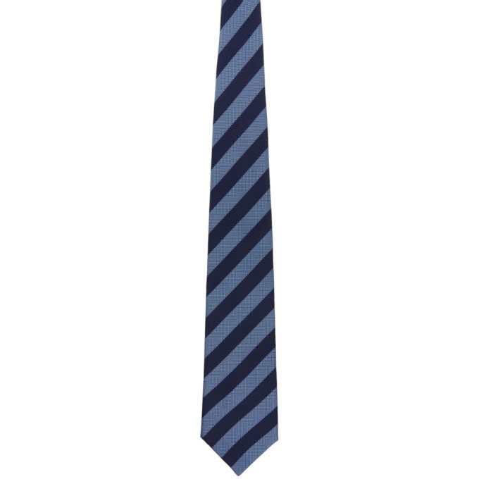 Photo: Comme des Garcons Homme Deux Blue Silk Stripe Tie