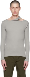Y/Project Gray Double Collar Long Sleeve T-Shirt