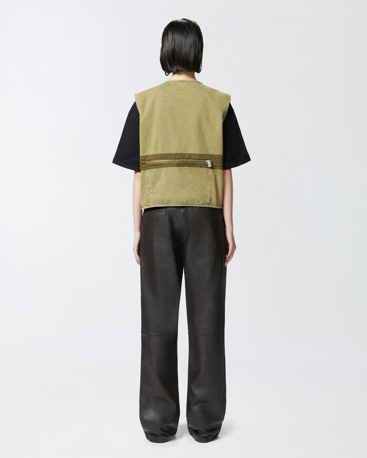 Pinko Multi Pocket Fisherman Style Vest Four Leaf Clover Green