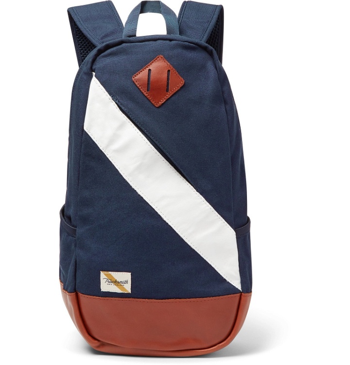 Photo: Tracksmith - Olmsted Leather-Trimmed Canvas Backpack - Blue