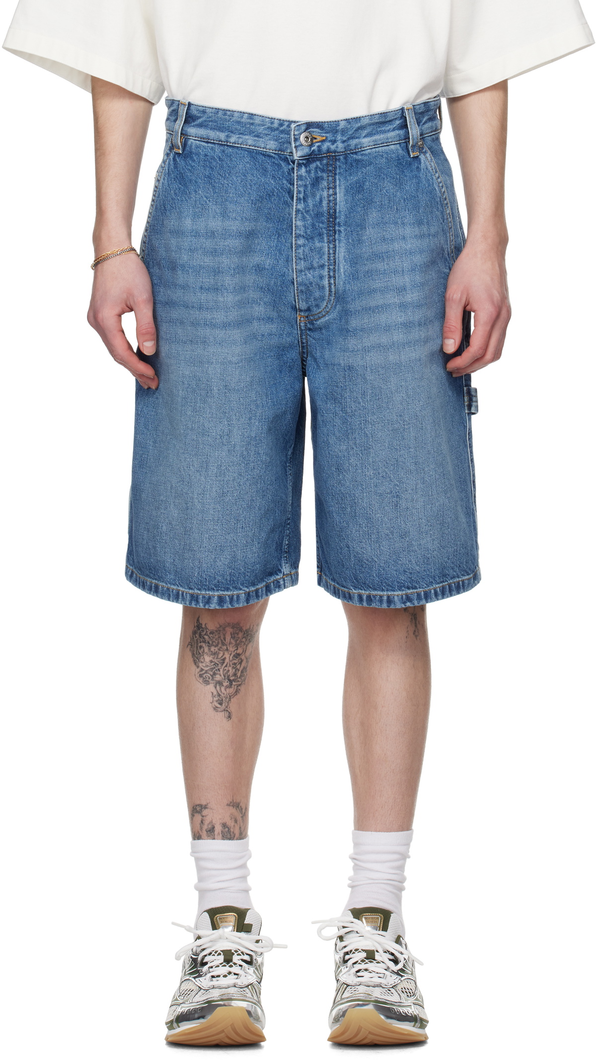 Bottega Veneta Blue Vintage Cargo Denim Shorts