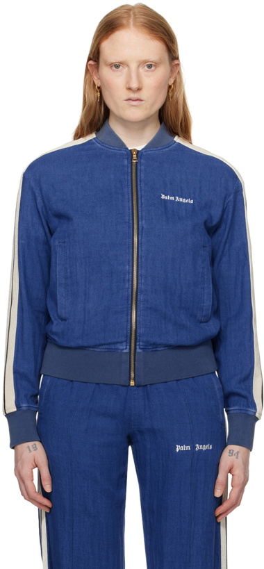 Photo: Palm Angels Blue Embroidered Track Jacket