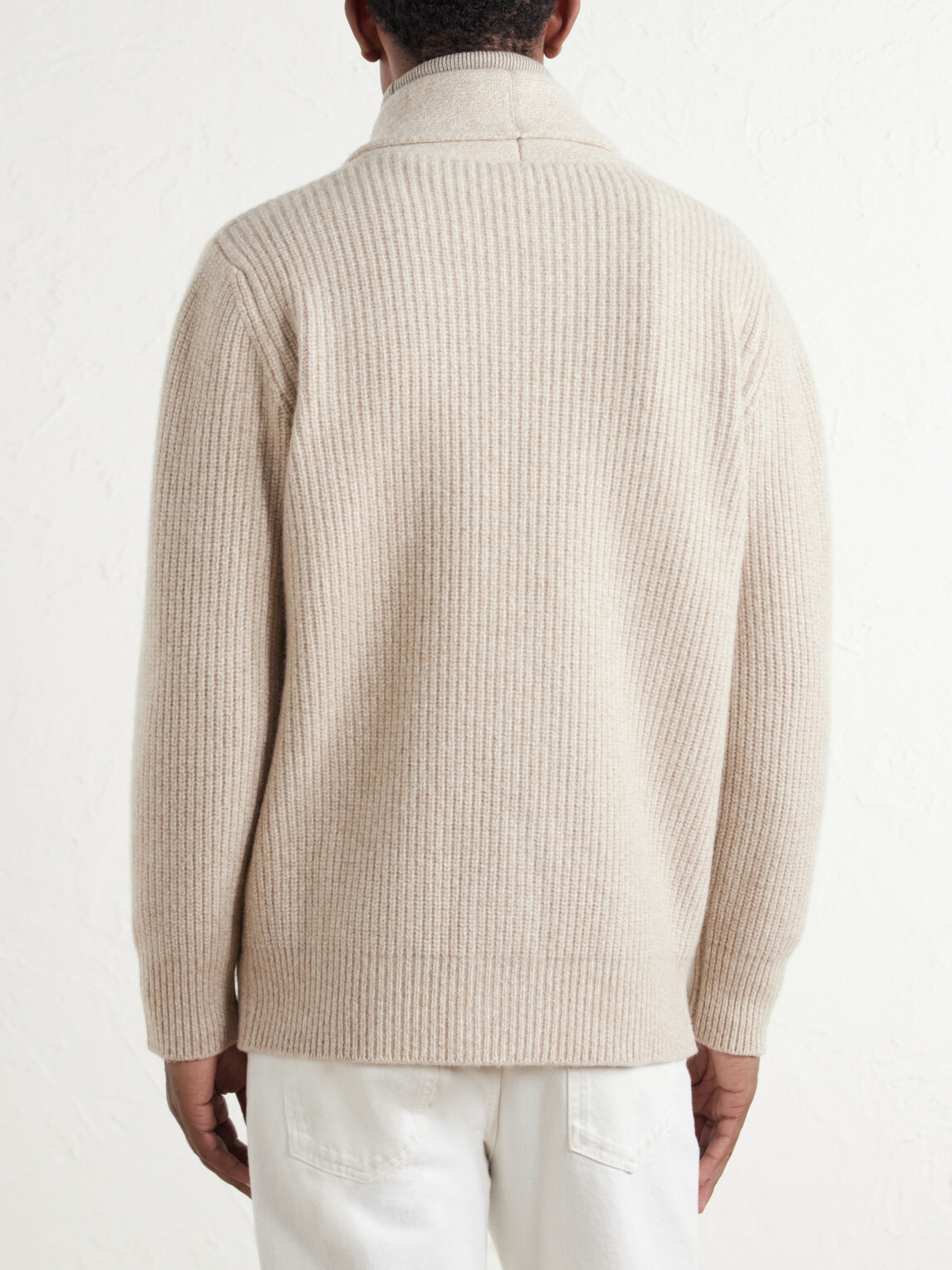 De Petrillo - Ribbed Merino Wool and Cashmere-Blend Cardigan - Neutrals