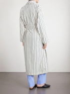 TEKLA - Belted Striped Organic Cotton-Terry Robe - Green