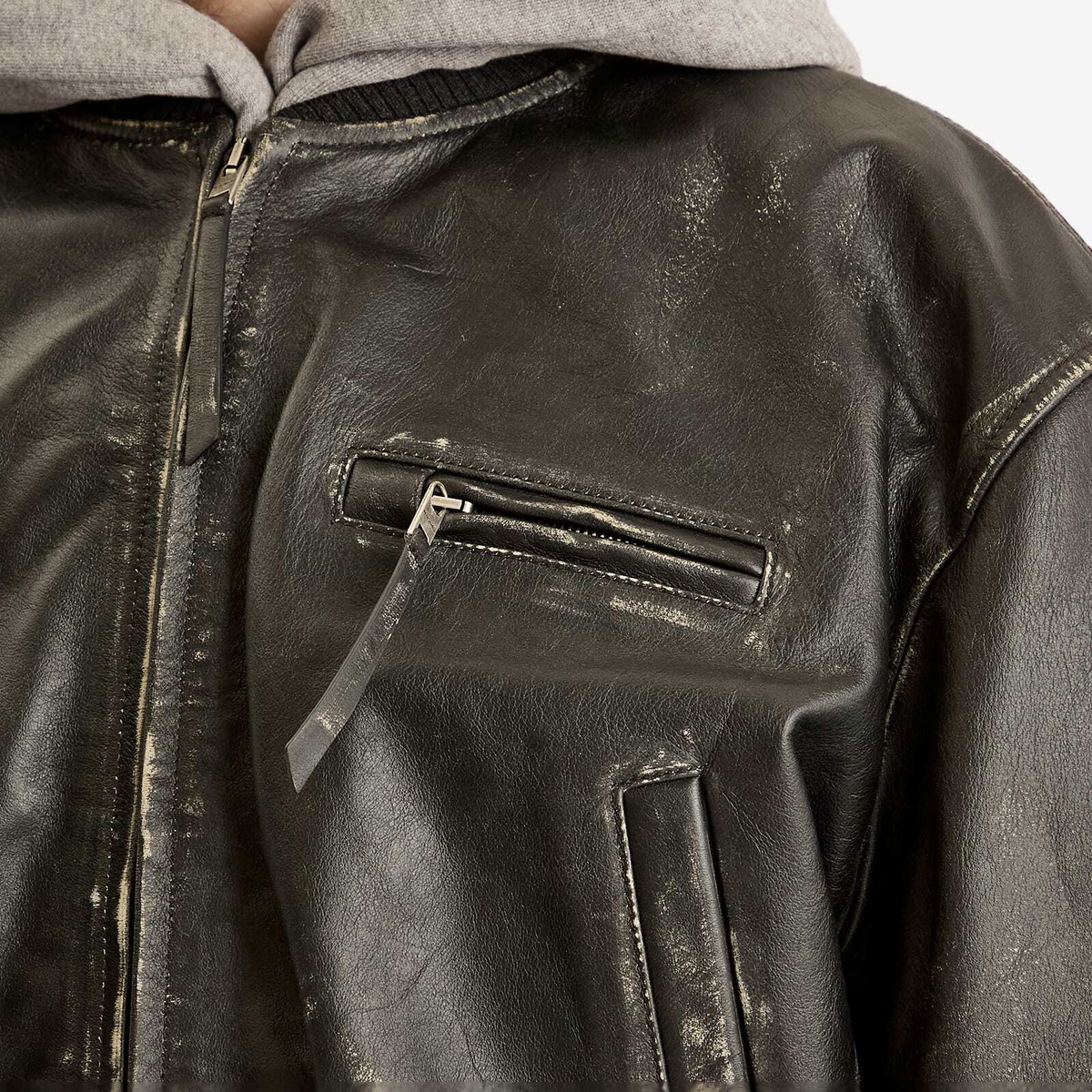 Acne Studios Women's New Lomber Leather Bomber Jacket in Vintage Black