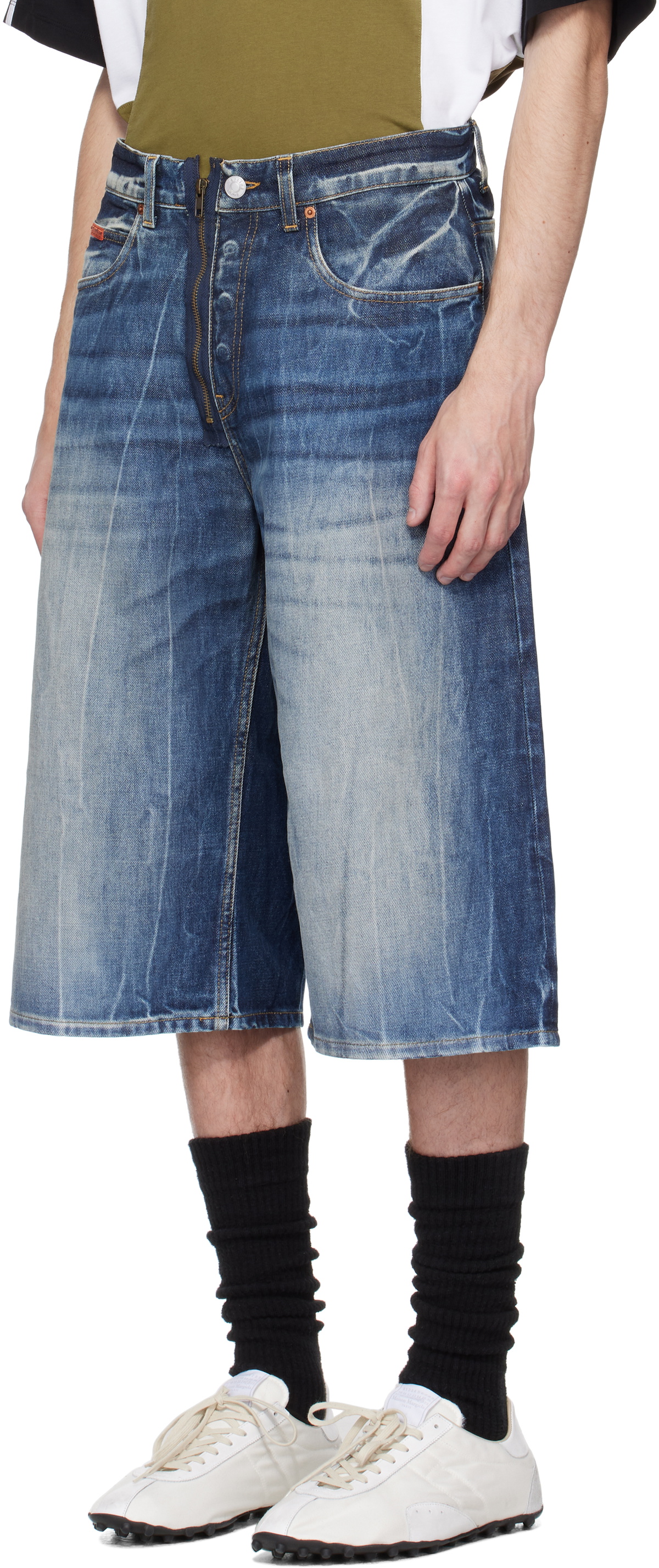 Martine Rose Blue Zip Denim Shorts